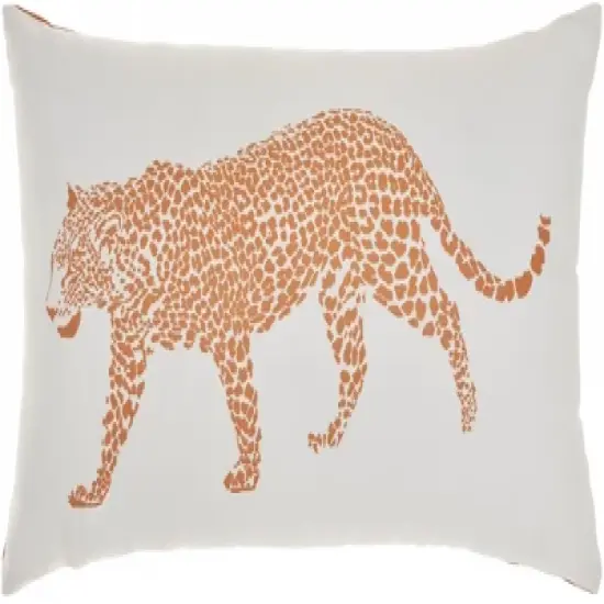 Mina Victory Outdoor Raised Print Leopard Lumbar Throw Pillow image {10}