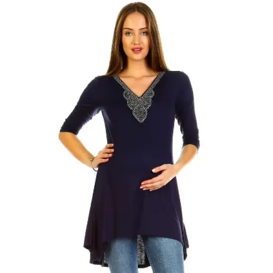 Maternity Calla Embellished Tunic Top - White Mark image {3}