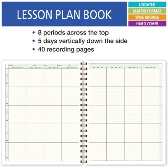 Elan Publishing Company Hardcover Teacher Lesson Plan 8 Period: Days Vertically Down The Side (Rainbow Gold Marble) image {3}
