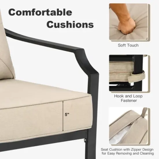 Costway 4 PCS Patio Furniture Set Cushion Sofa Loveseat  Sectional Garden Deck Poolside image {7}