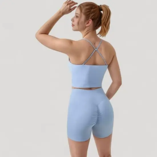 Anna-Kaci Active Women's Scoop Neck Racerback Tank Top with Handkerchief Hem and Built-In Shelf Bra for Low Impact Activity image {10}