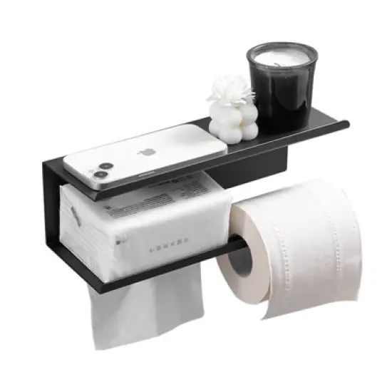 Modern Toilet Paper Holder with Anti-Rust Shelf Paper Roll Holder Toilet Tissue Holder Wipes Storage. image {8}