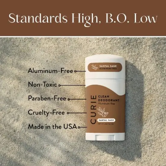 Curie Solid Deodorant Stick Santal Sage - Aluminum-Free 2oz image {2}