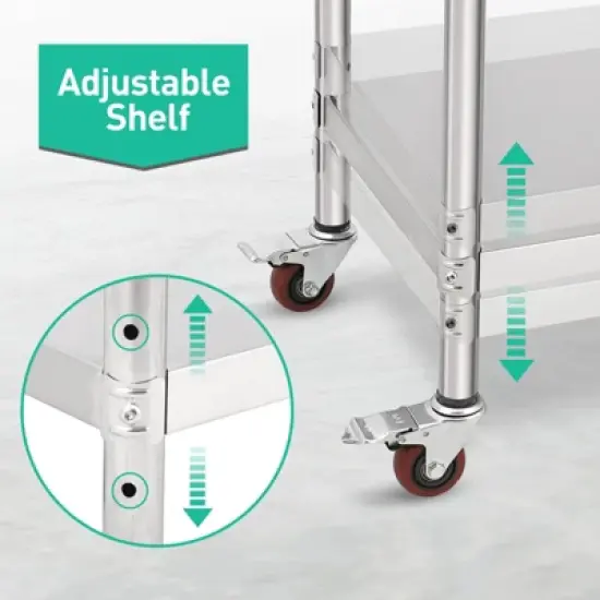 Kitchen Worktop Stainless Steel Kitchen Worktop 152 x 61 x 89 cm with Wheels and Splash Guard Kitchen Table Gastro image {3}