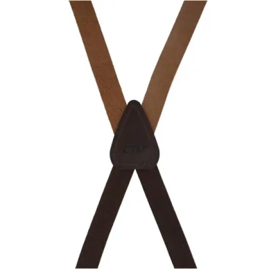 CTM Men's Smooth Coated Leather Slim Width Suspenders with Metal Swivel Hook Ends image {1}