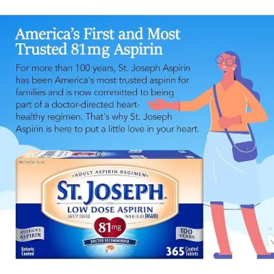 St. Joseph Aspirin Tabs 81mg, 365 Count image {3}