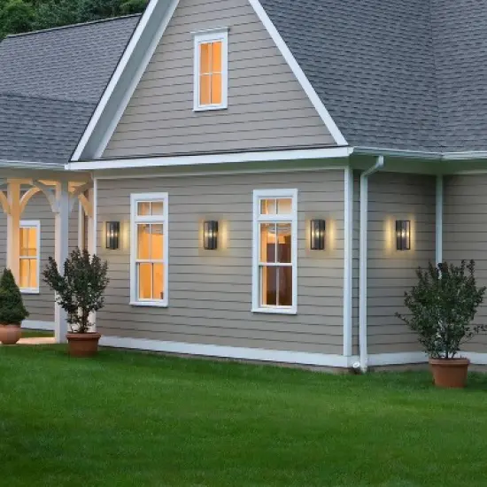 C Cattleya Black Outdoor Wall Lantern Sconce with Clear Tempered Glass (2-Pack) image {3}