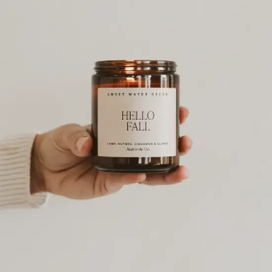 Sweet Water Decor Hello Fall 9oz Amber Jar Soy Candle image {1}