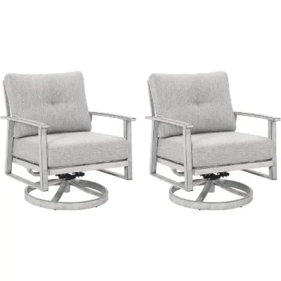 COWLOWN 2 Piece Outdoor Swivel Patio Chairs Set, Aluminum Frame Armchairs, All-Weather Conversation Chairs for Garden, Poolside, Lawn image {7}