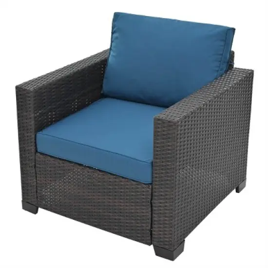 ELJGET 10PCS Outdoor Patio Rattan Furniture Set Cushioned Sectional Sofa Storage Coffee Table Deep Brown Wicker image {8}