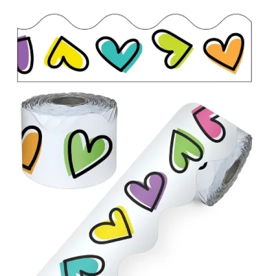 Carson Dellosa Education 65' Doodle Hearts Rolled Scalloped Bulletin Board Borders (1 roll) image {5}