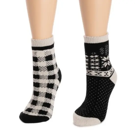 MUK LUKS Women's 2 Pair Pack Heat Retainer Crew Socks image {3}