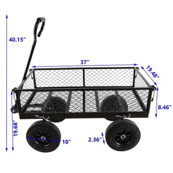 SKRAN Solid Wheels Large-Capacity mesh Steel Garden Trolley with Detachable Side Without Inflatable Tires,The Load can Reach 1100 pounds image {2}