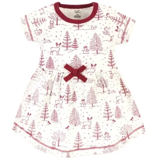 Touched by Nature Baby and Toddler Girl Organic Cotton Dress and Cardigan 2pc Set, Winter Woodland image {2}