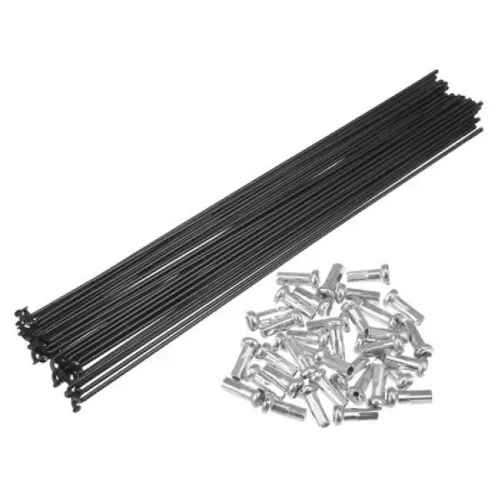 Unique Bargains 14G Bicycle Carbon Steel Spoke with Nipples Black 36 Pcs image {6}