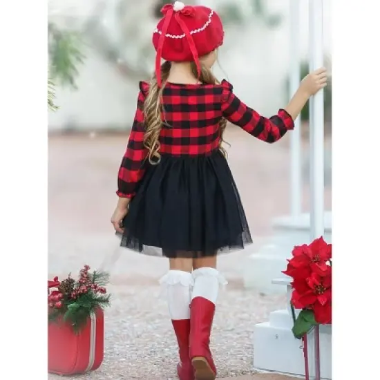 Girls Pretty Plaid Ruffled Tutu Dress - Mia Belle Girls image {4}