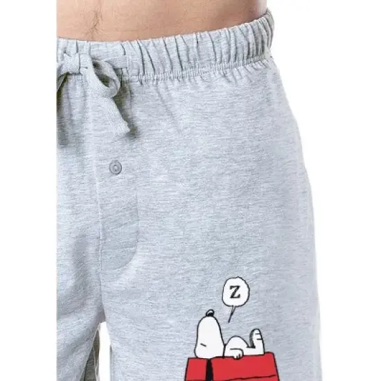 Peanuts Mens' Snoopy Happiness Is Sleeping In Character Sleep Pajama Shorts Grey image {2}