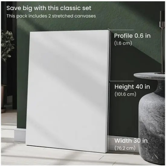 Arteza Stretched Canvas Value Pack, 30" x 40", Blank Canvas Boards for Painting - 2 Pack image {1}