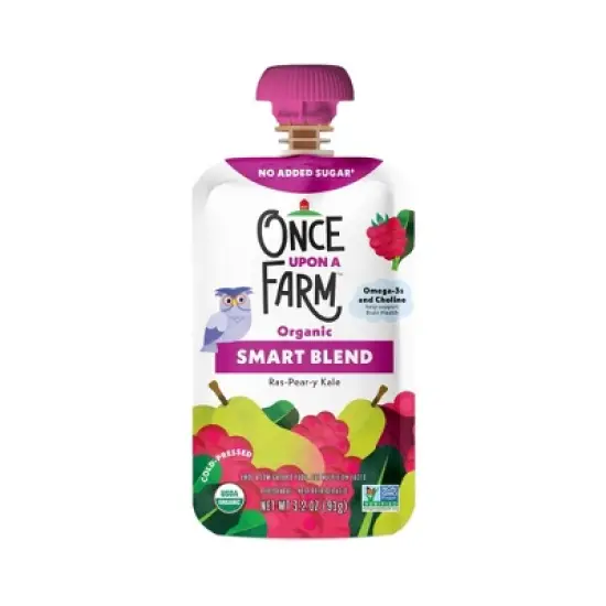 Once Upon a Farm Smart Blend Ras-Pear-y Kale Organic Snack Pouch - 3.2oz image {6}