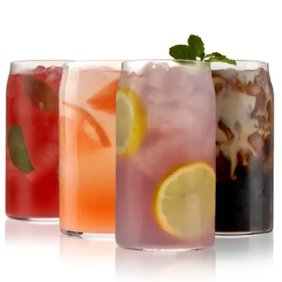 True Beer Can Pint Glass, Clear Glass Beer Cup, Set of 4, Holds 16 Ounces, Dishwasher Safe, Beer Can Shape, Tapered Lip, Craft Beer Glass image {11}