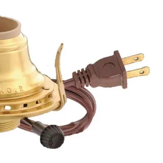 Lehman's Brass #2 Electric Converter Burner for Oil Lamps with Brown Cord image {2}