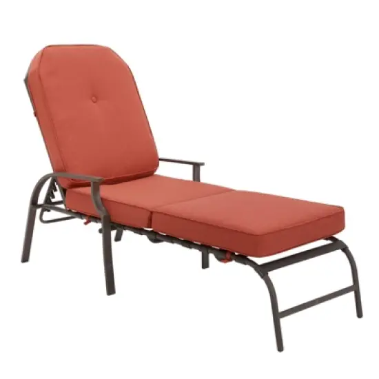 COWLOWN Orange Adjustable Outdoor Chaise Lounge Chair, Patio Recliner with Armrest and Cushion, Ideal for Deck, Poolside, Backyard image {7}