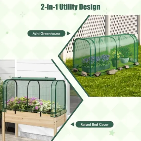 Costway Portable Mini Greenhouse 47" x 22" x 24" Outdoor Indoor Tunnel Greenhouse Green/White image {6}