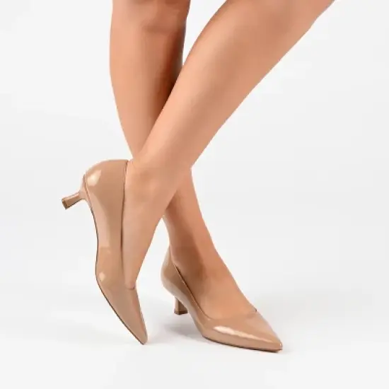 Journee Collection Womens Celica Slip On Kitten Heel Pointed Toe Pumps image {8}