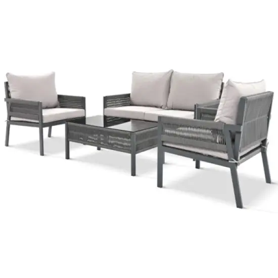 Syemin Patio Seating Sets, Sophisticated Seating Set, Add Elegance Outdoor Space, Perfect for Leisurely Garden Retreats, Gray, 48"*27.8"*30.1" image {2}