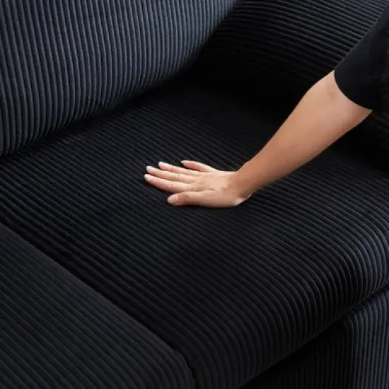 MAYEERTY 64.5 Sleeper Sofa Bed 3 in 1 Adjustable Pullout 2 Pillows Side Pockets Soft Corduroy Convertible image {3}