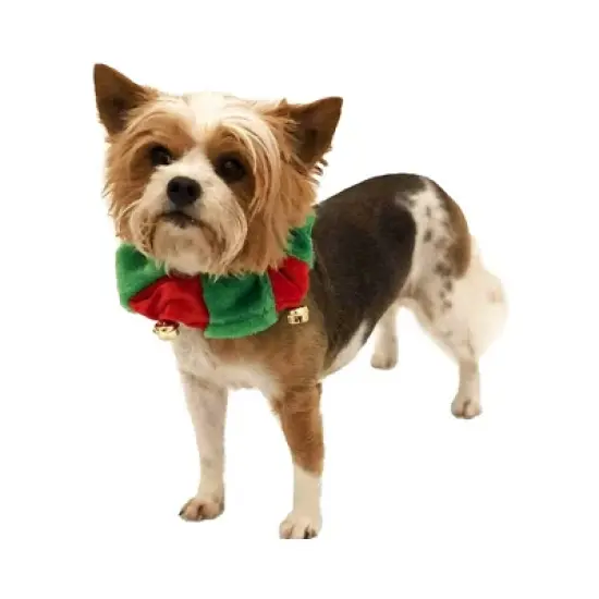 Midlee Red/Green Christmas Plush Bell Collar image {1}