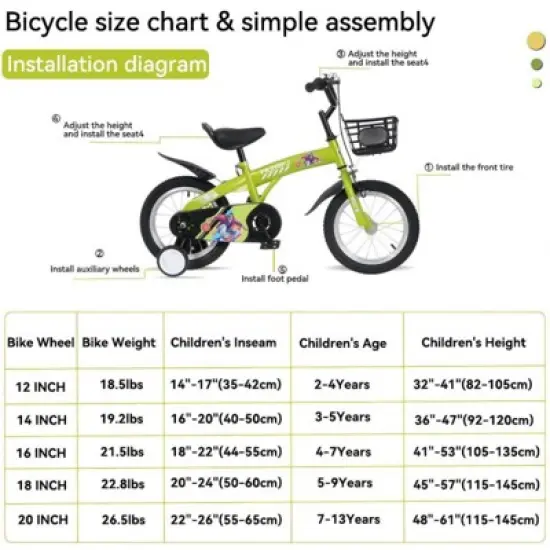 YONWAY 18" Kids Bike with Training Wheels & Kickstand - Adjustable Seat & Handlebars, Front & Rear Brakes for Ages 5-10, Height 45-57" image {3}
