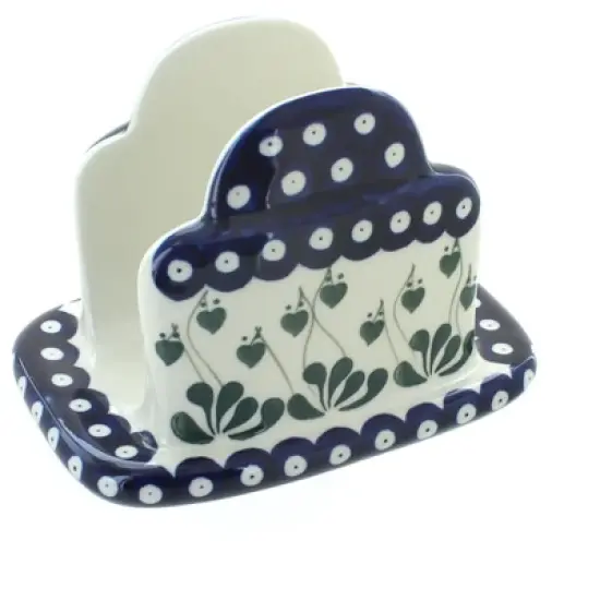 Blue Rose Polish Pottery 487 Ceramika Artystyczna Napkin Holder image {2}