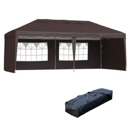 Outsunny 10' x 20' Heavy Duty Pop Up Canopy Party Tent with 4 Removable Sidewalls, Outdoor Cabana Gazebo with Carry Bag, Weather Protection image {11}