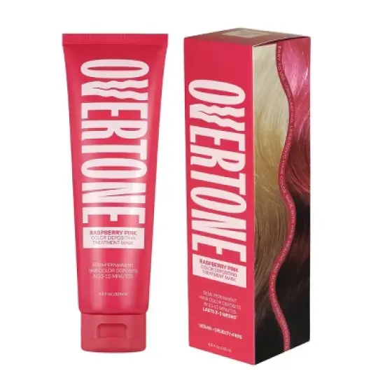 Overtone Raspberry Pink Hair Mask- Semi-Permanent Hair Dye & Color Conditioner- Vegan, Ammonia-Free, Pink for Brown & Blonde Hair image {10}
