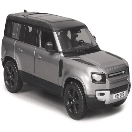 2022 Land Rover Defender 110 Dark Silver Metallic with Black Top and Sunroof 1/24 Diecast Model Car by Bburago image {1}