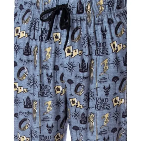 Lord of the Rings Men's Allover Pattern Adult Sleepwear Pajama Pants LOTR Grey image {2}