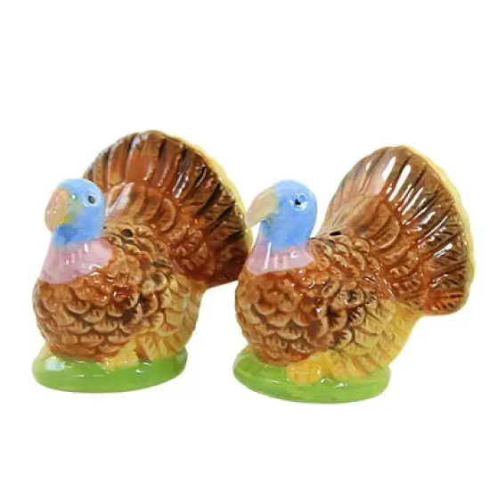 Tabletop 2.5 Inch Classic Harvest Turkey S&P , Thanksgiving Gobble (2PC) image {3}