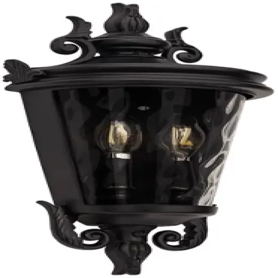 John Timberland Casa Marseille Vintage Rustic Outdoor Wall Light Fixture Textured Black Scroll 17" Clear Hammered Glass for Post Exterior Barn Deck image {3}