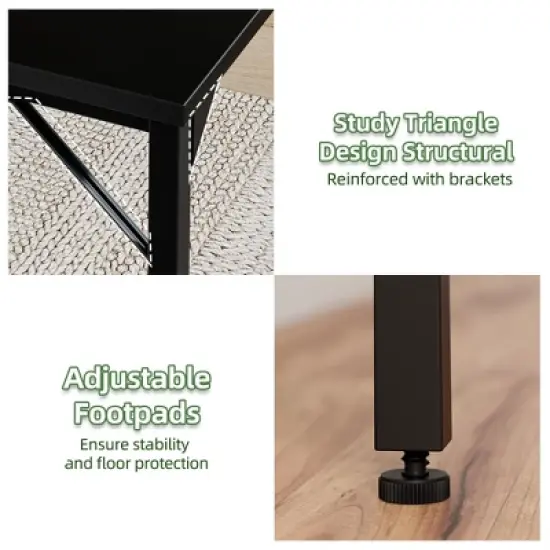 Itopfox 40 Inch Computer Desk, Home Office Study Writing Table, Simple PC Gaming Desk with Adjustable Feet, Black image {6}
