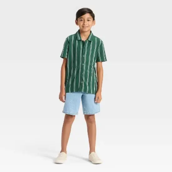 Boys' Short Sleeve Vertical Striped Button-Down Shirt - Cat & Jack&trade; image {2}