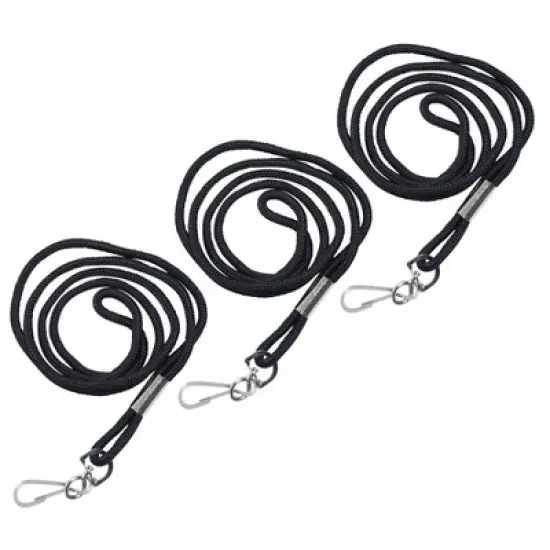 SICURIX Standard Lanyard, Rope Style, J Hook, Black, 12 Per Pack, 3 Packs image {6}