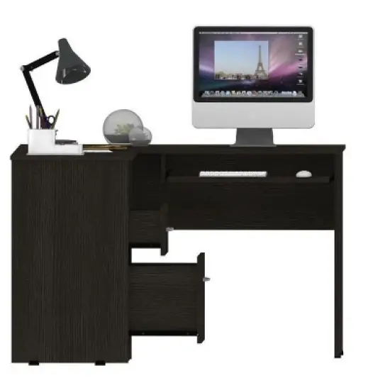 NicBex 47" L Shaped Desk with One Shelf,Corner Computer Desk with Drawers,Study Desk with CPU Storage,Gaming Desk Keyboard Tray for Home Office image {4}