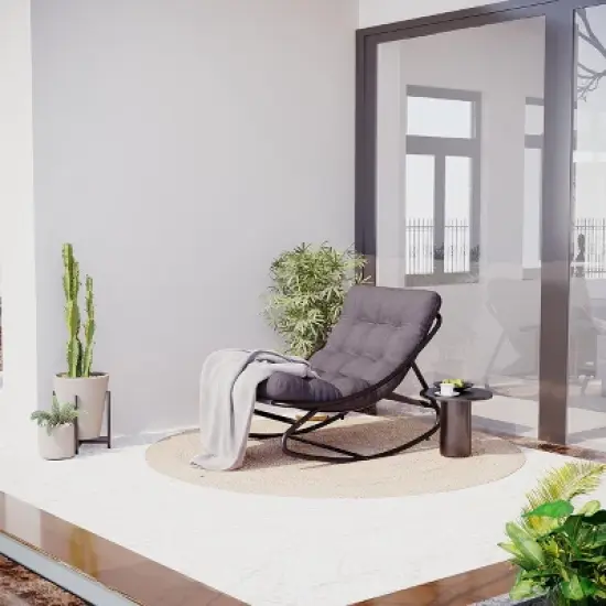 Garvee Outdoor Rocking Chairs, Comfortable Lounging Chair with Removable Cushions, Sturdy Metal Frame, Padded Seat for Patio, Garden & Living Room image {9}