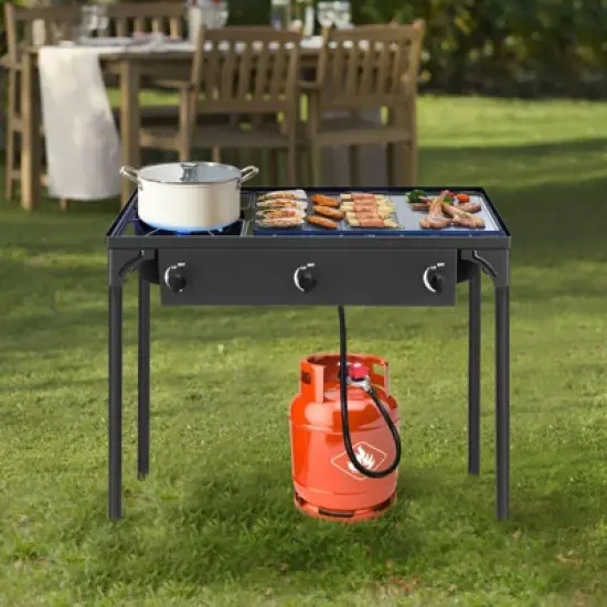 Winado 3 Burner High Pressure Propane Outdoor Stove with Windscreen image {3}