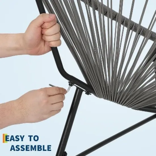 Acekool 3-Piece Acapulco Patio Bistro Set with Glass Top Table & 2 Wicker Chairs, All-Weather Outdoor Seating for Balcony and Backyard, Grey image {5}