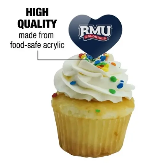 Robert Morris University Primary Logo Heart Love Cupcake Picks Toppers Decoration Set of 6 image {2}
