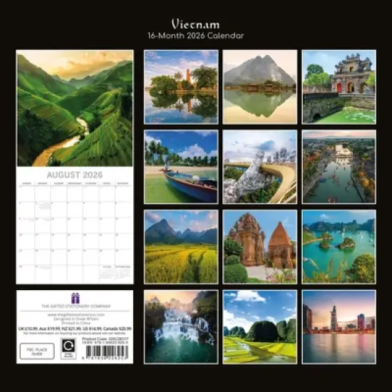 2026 Square Wall Calendar, Vietnam, 16-Month Passport Collection Theme with 180 Reminder Stickers (12x12 In) image {3}