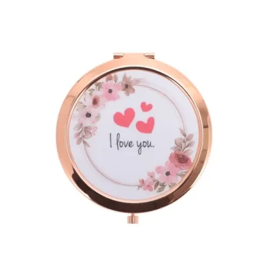 Unique Bargains Handheld Makeup Mirror Rose Gold Tone 1 Pc image {5}