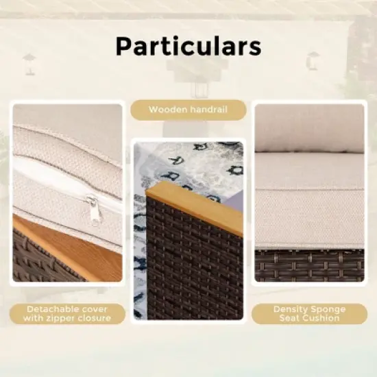 Captiva Designs 7pc Outdoor Wicker Rattan Patio Half-Moon Curved Sectional Sofa Set with Cushioned Ottoman image {6}